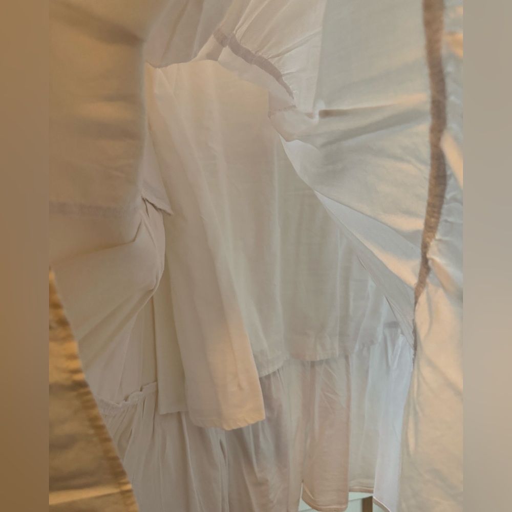 White Eyelet Tiered Lined Midi Dress, L - Picture 2 of 8